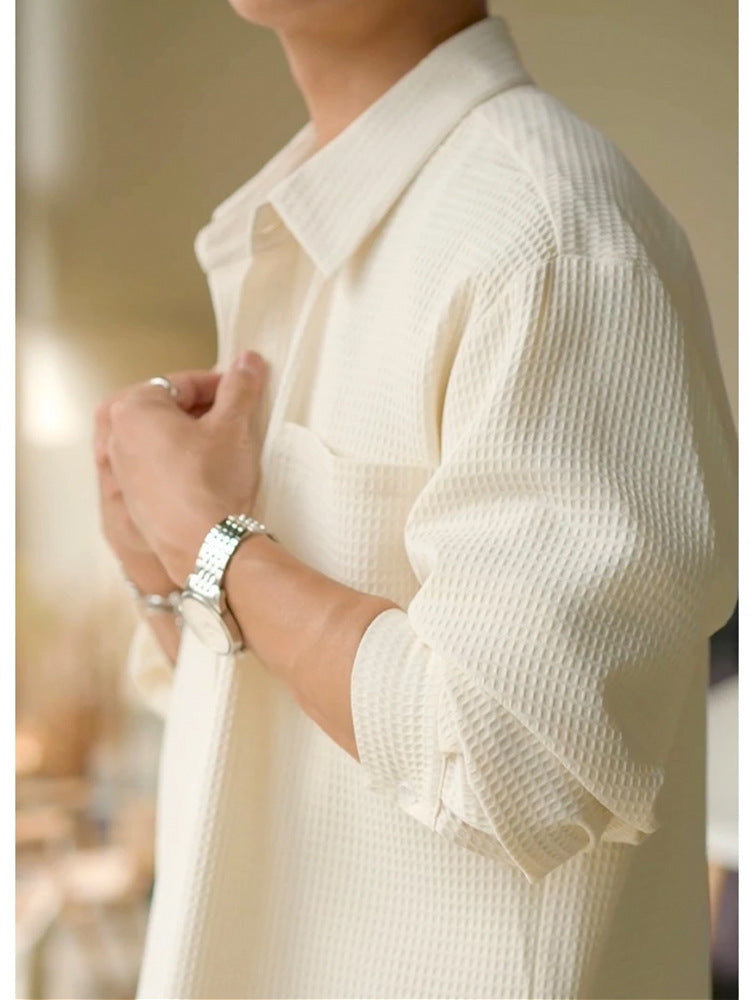 Larry – Casual Losse Wafel Polo Kraag Shirt