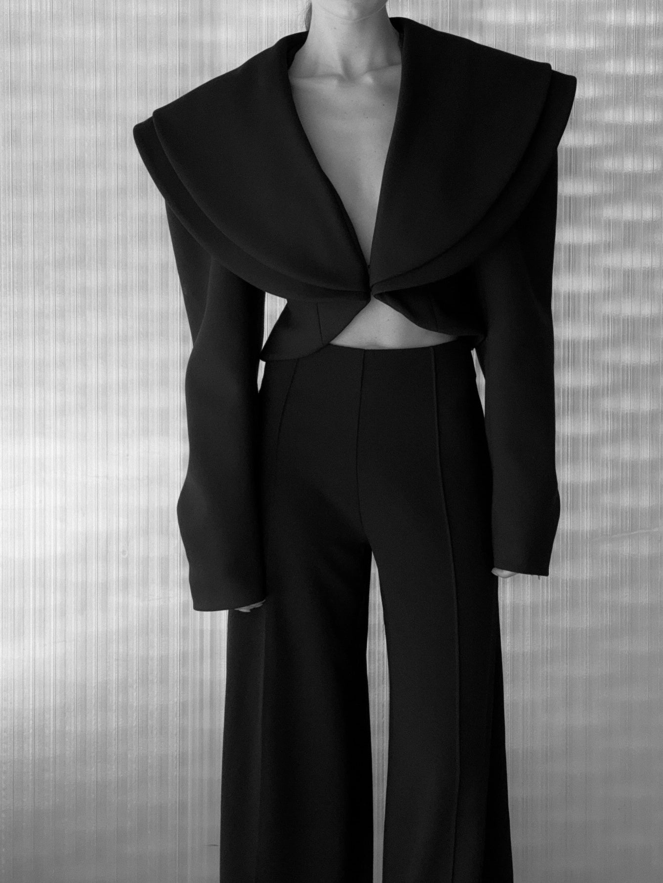 Marie – Speciaal Kraag Kort Blazer & Hoge Taille Broek Set