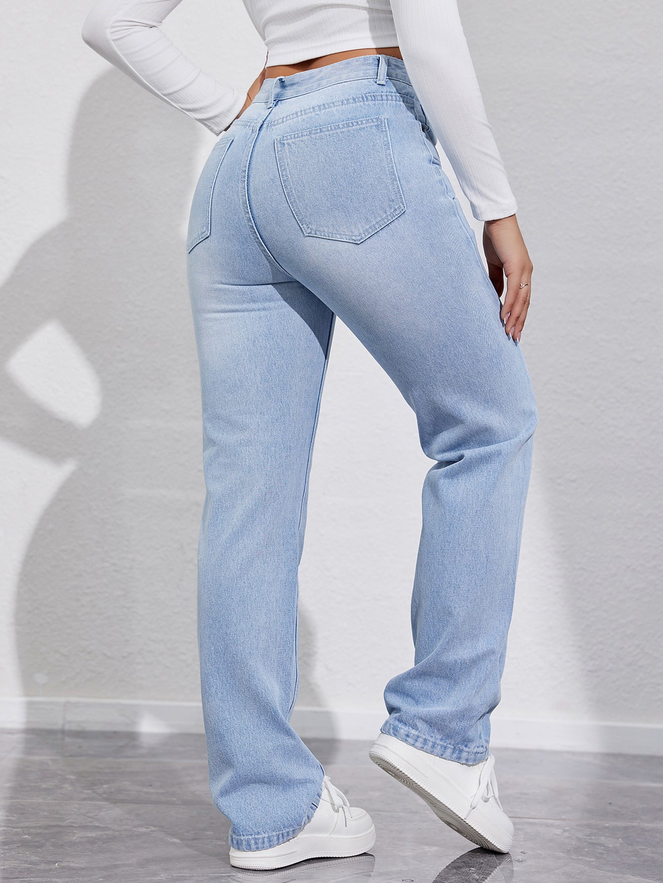 Amelia – Hoge Taille Slim Rechte Dames Jeans