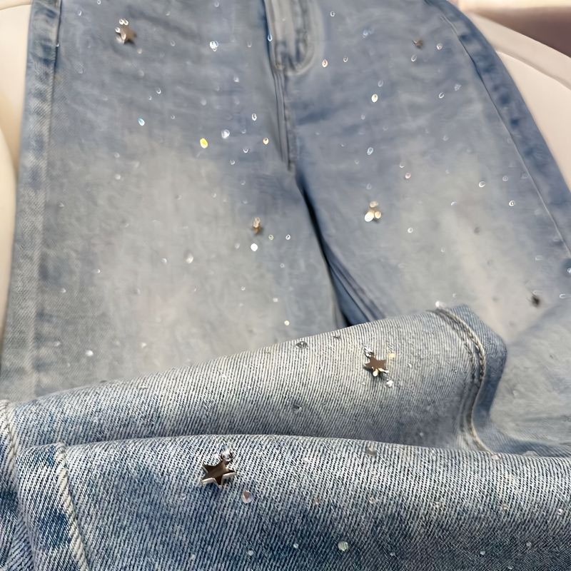 Alison – Hoge Taille Rechte Jeans met Licht Ontwerp