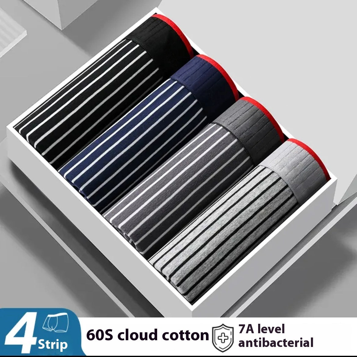 Adam – Vierpack Gestreepte Naadloze Herenshorts