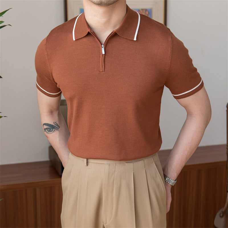 Sydney – Slim Gebreide Retro Poloshirt voor Mannen