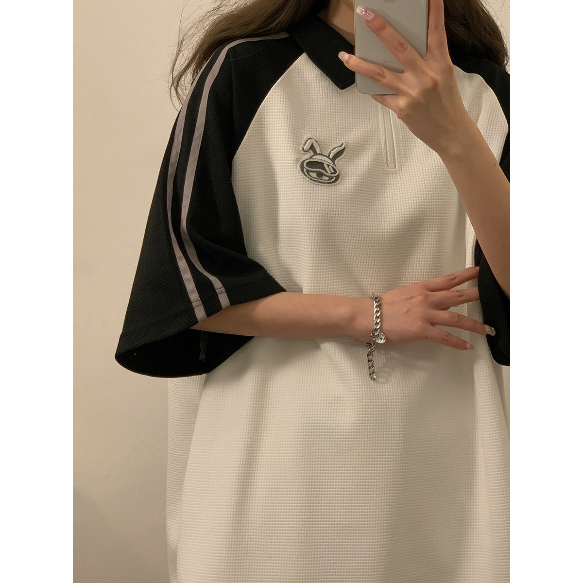 Nicole – Losvallende Half-Rits Polo Kraag Korte Mouw T-shirt