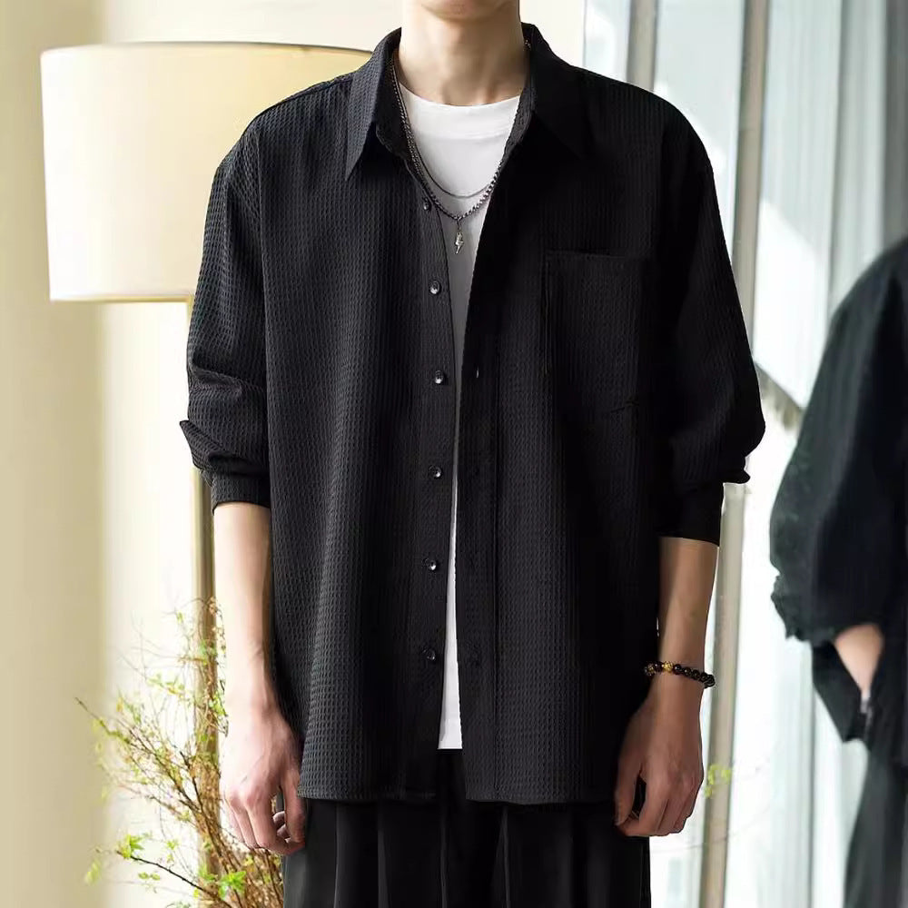 Larry – Casual Losse Wafel Polo Kraag Shirt