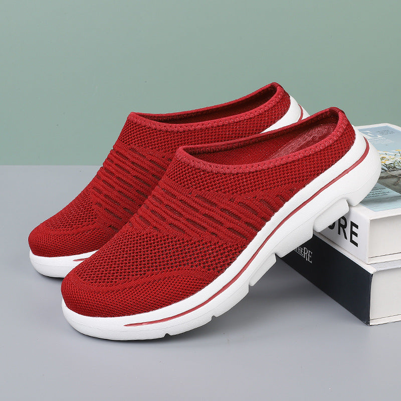 Amy – Vliegbreisel Lage Slippers met Uitsnijding