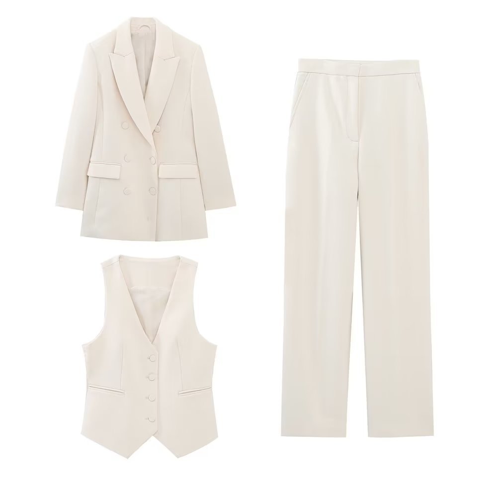 Marie – Lange Dubbelgerijpte Blazer voor Dames