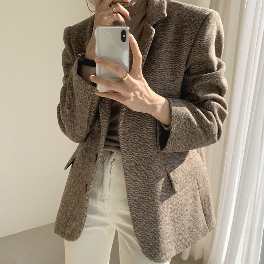 Deborah – Retro Vissengraat Blazer voor Dames