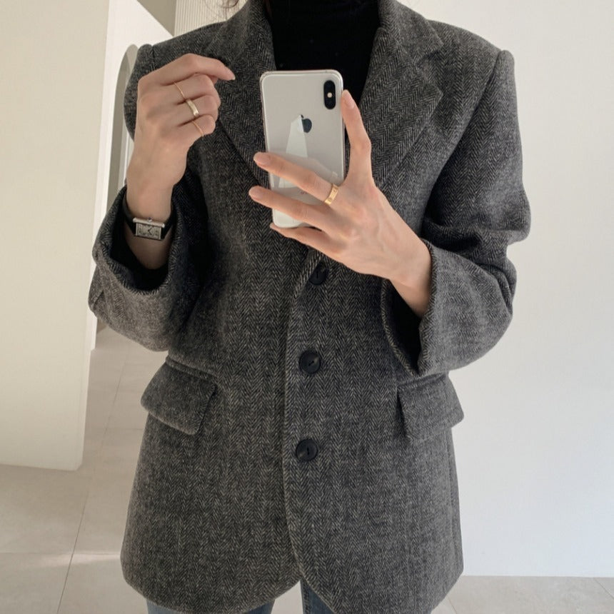 Deborah – Retro Vissengraat Blazer voor Dames