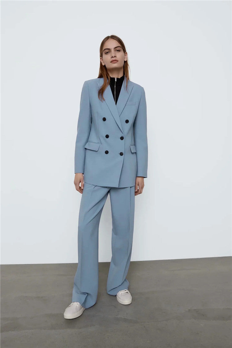 Heather – Mid-lengte Dubbelgerijpt Blazer voor Vrouwen