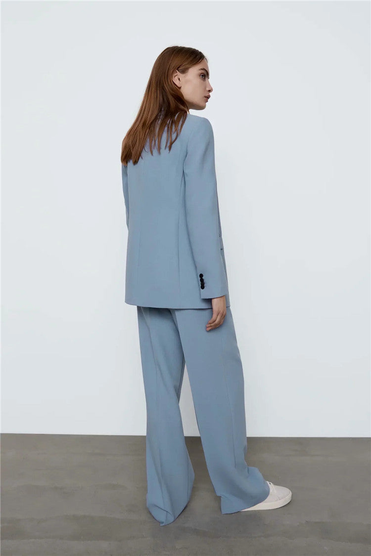 Heather – Mid-lengte Dubbelgerijpt Blazer voor Vrouwen