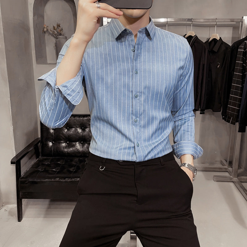 Elliot – Grijs Gestreepte Overhemden van Hoge Kwaliteit