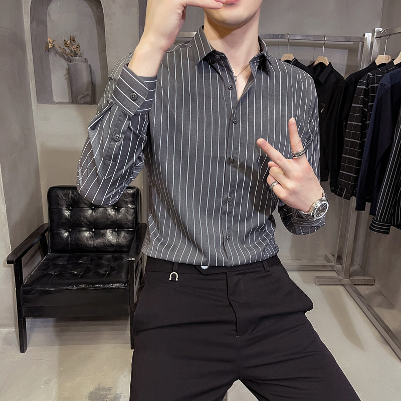 Elliot – Grijs Gestreepte Overhemden van Hoge Kwaliteit