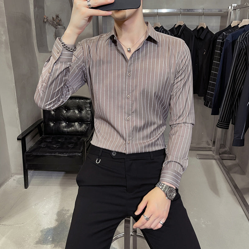 Elliot – Grijs Gestreepte Overhemden van Hoge Kwaliteit