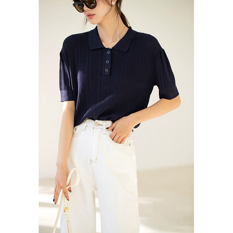 Hayley – Franse Slim Polo Trui voor Lente en Zomer