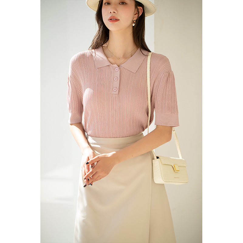 Hayley – Franse Slim Polo Trui voor Lente en Zomer