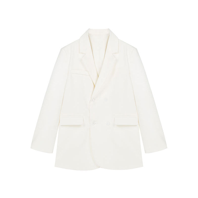 Nicola – Witte Casual Losse Blazer met Rug Split