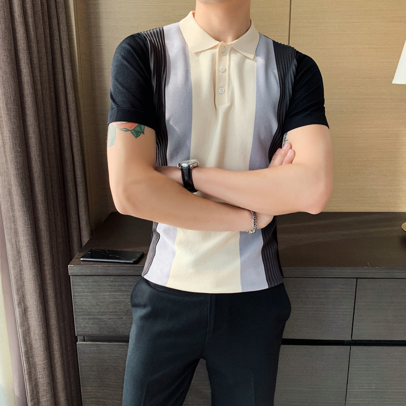 Glenn – Korte Mouw Gebreide POLO Shirt met Kleurverloop