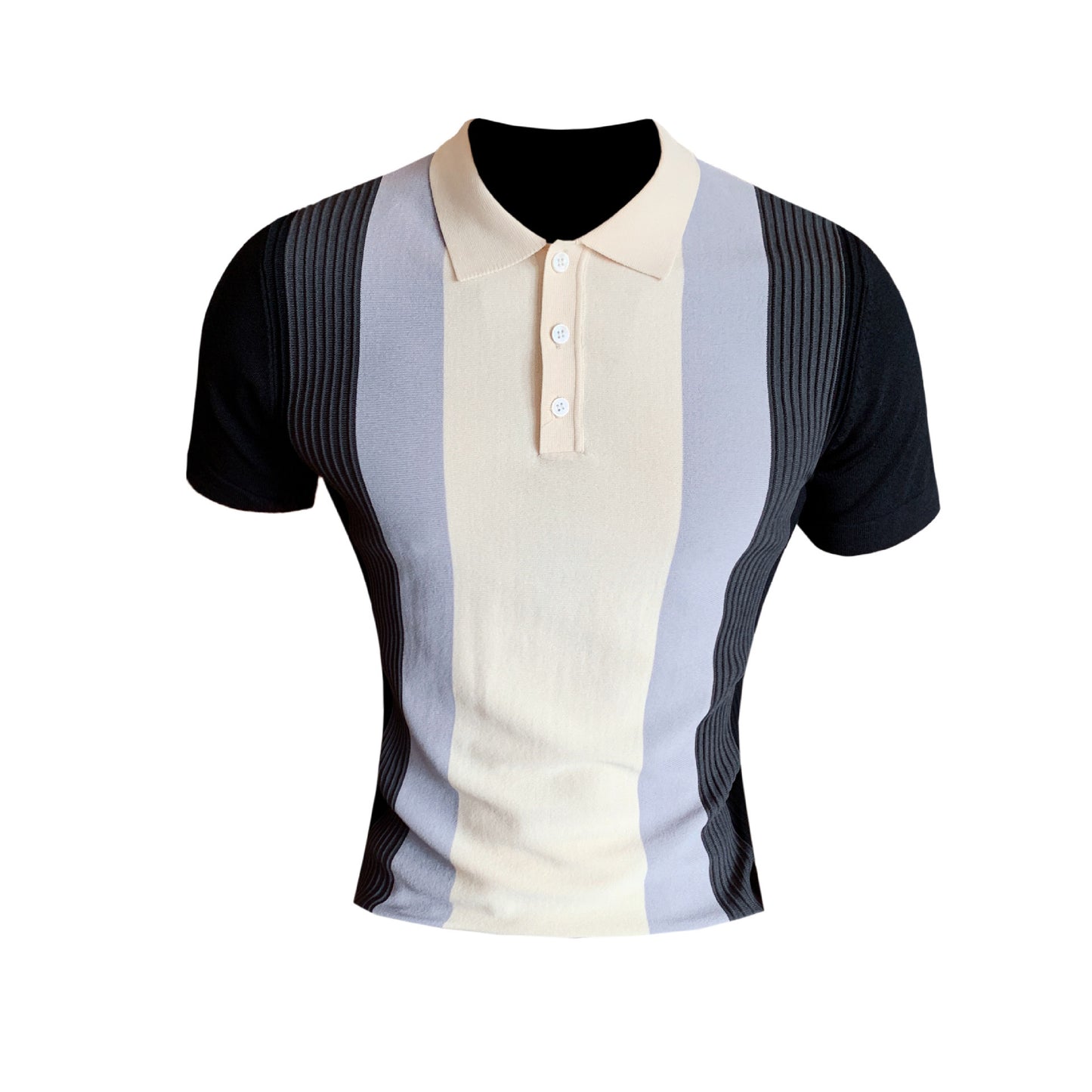 Glenn – Korte Mouw Gebreide POLO Shirt met Kleurverloop