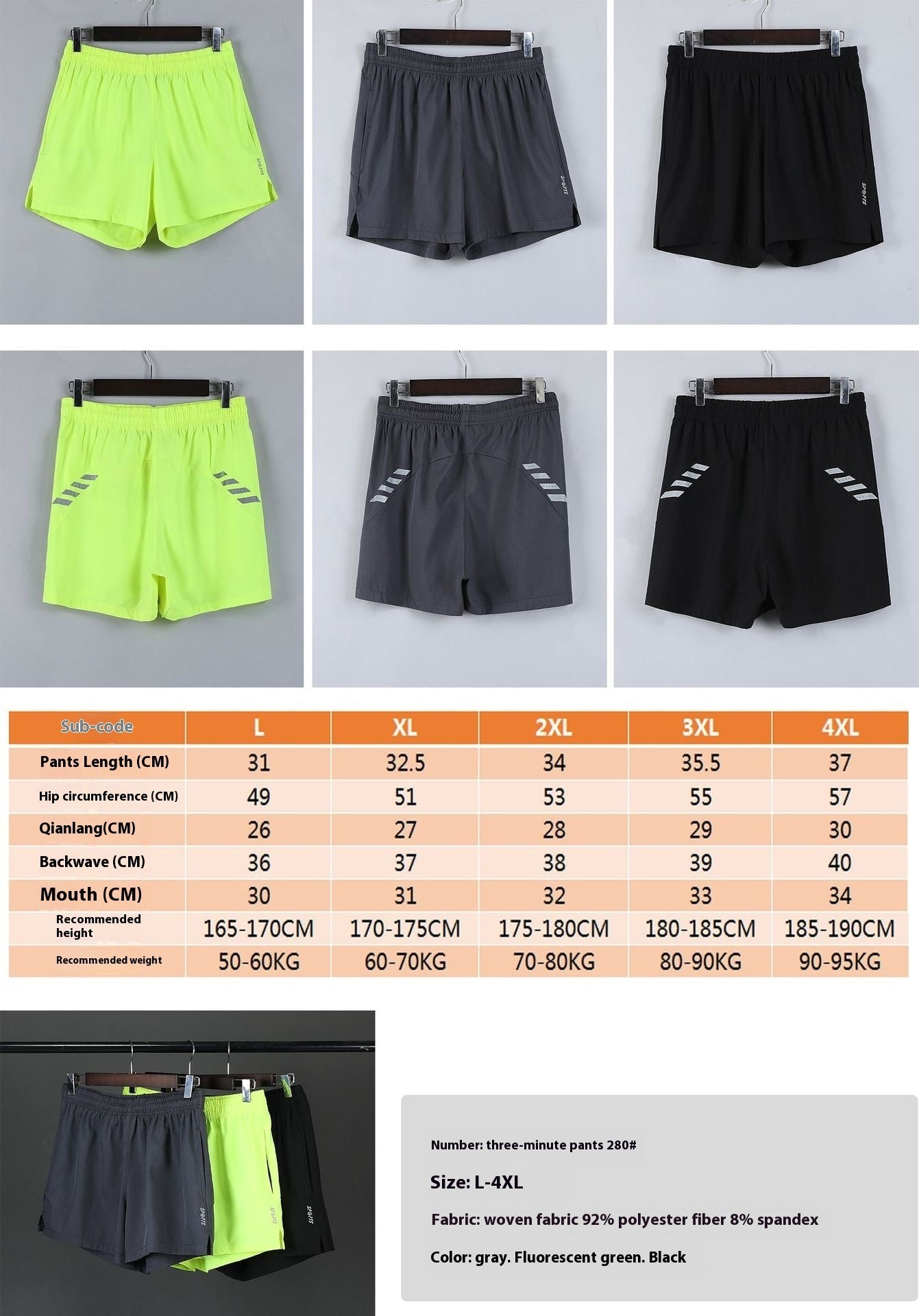 Ken – Elastische Sneldrogende Driepunts Sportshorts Voor Marathon