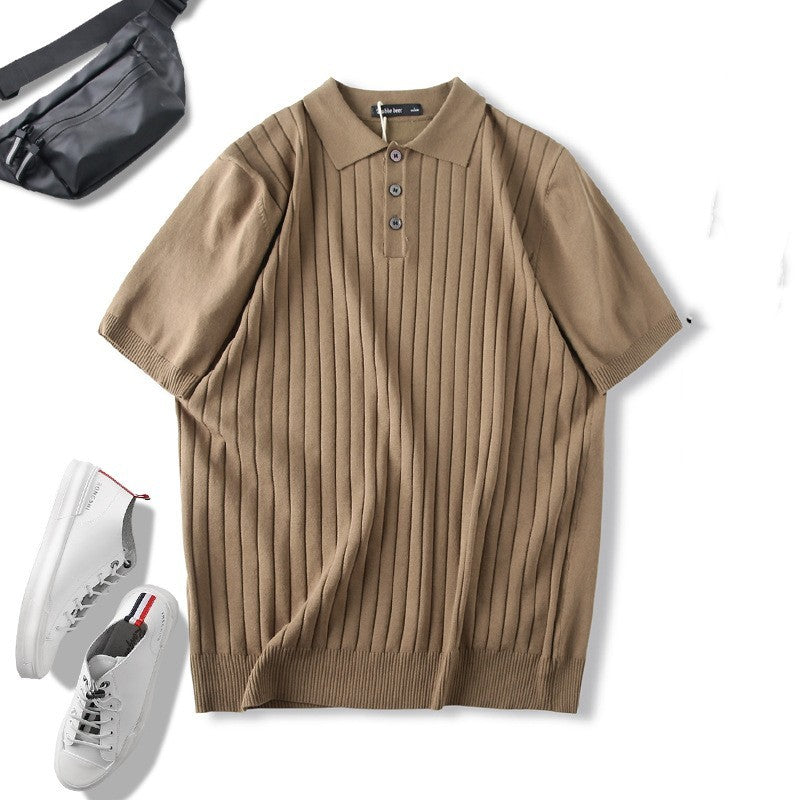 Gilbert – Gebreide Effen Polo Kraag Korte Mouw