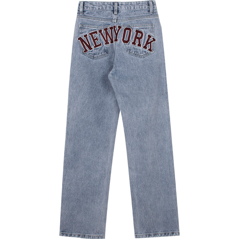 Jessie – Retro Casual Lichtblau Hoog Getailleerde Rechte Jeans