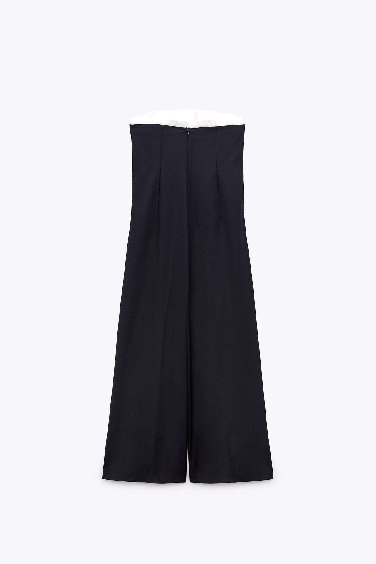 Contrast Color Off-neck Tube Top Jumpsuit Stitching Wide Leg