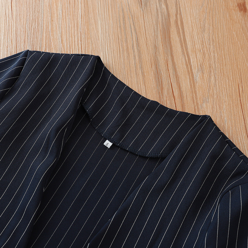 Dominic – Gestreepte Denim Blazer in Britse Stijl