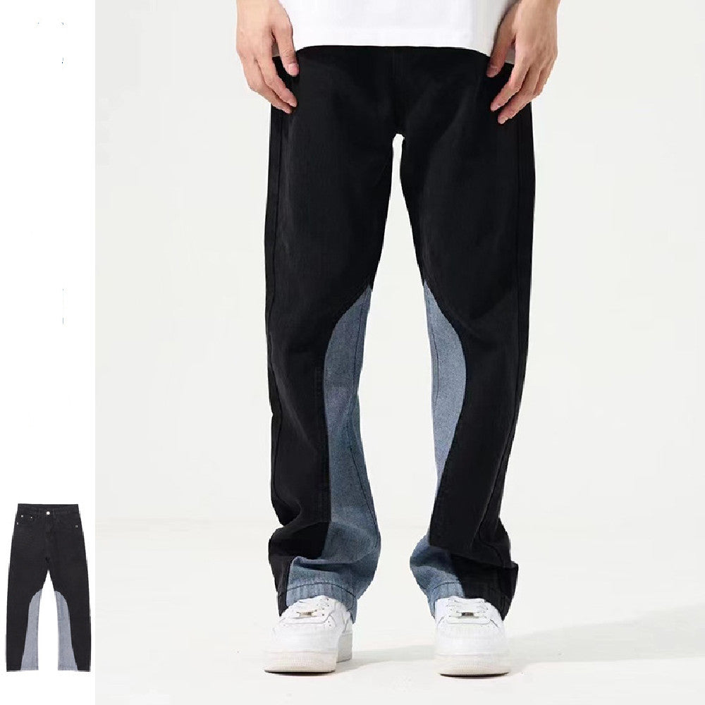 Karen – Contrasterende Licht Uitlopende Jeans met Hoge Taille en Rechte Pijp