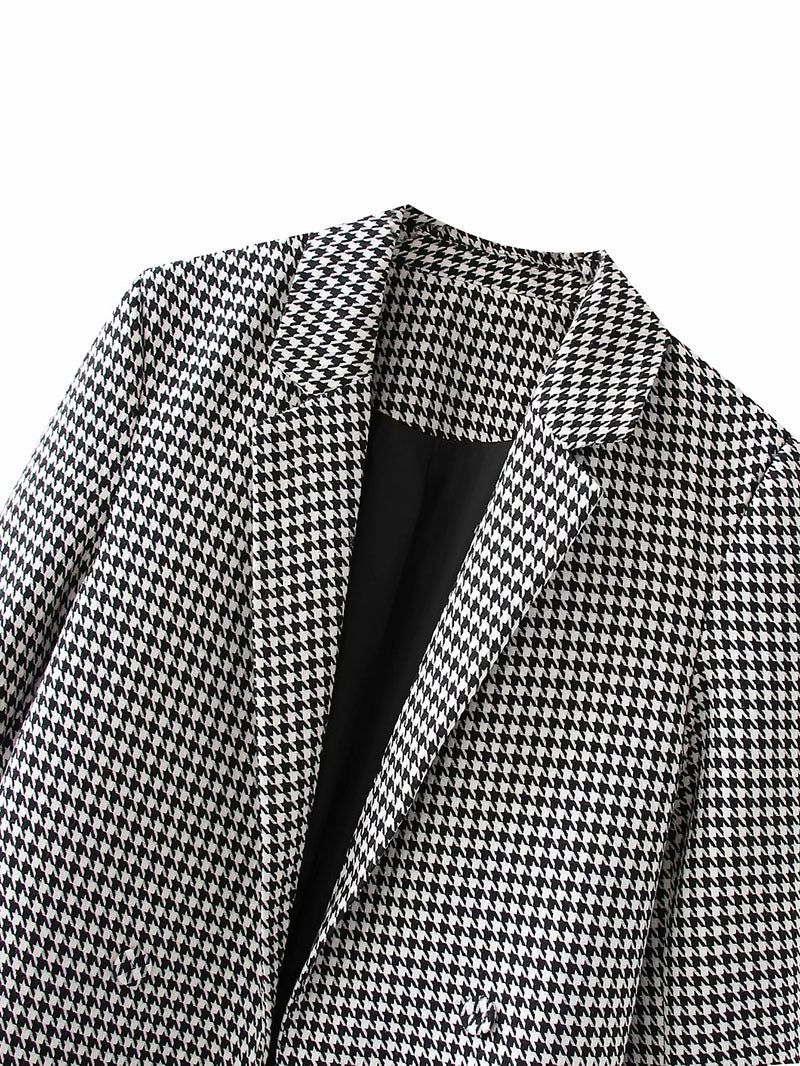 Phil – Retro Geruite Dubbelknoop Blazer