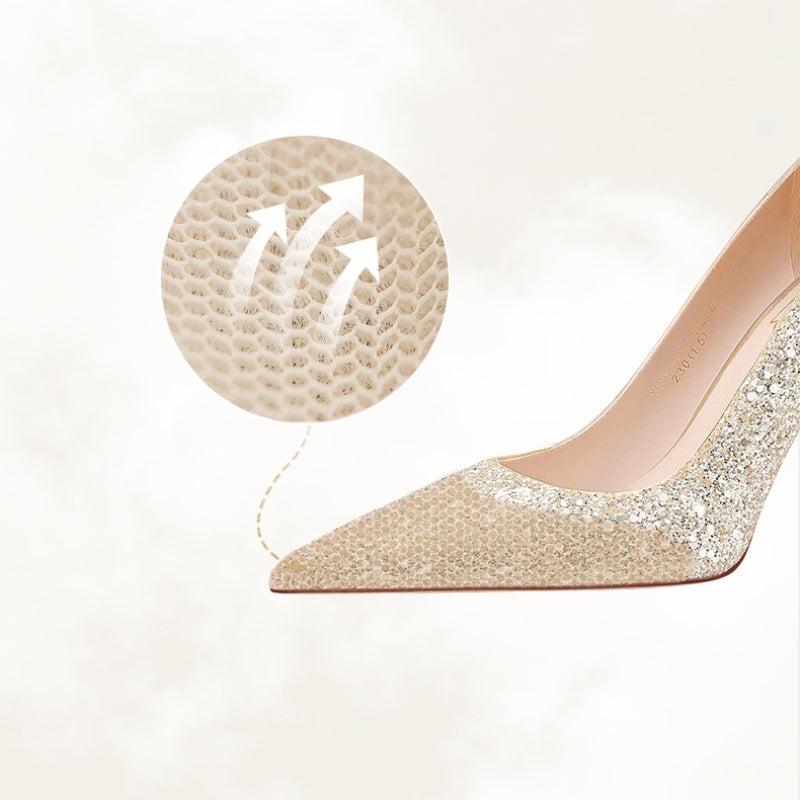 Rose – Champagne Gouden Bruiloft Schoenen Met Hoge Hak