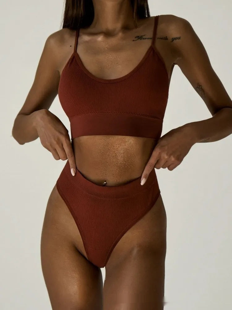 Seamless Women's Lingerie Vest Bra Set