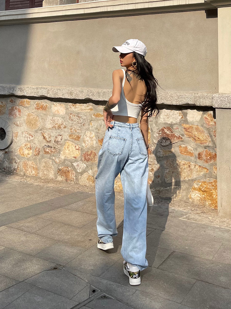 Linda – Amerikaanse Retro Hoge Taille Losse Casual Jeans