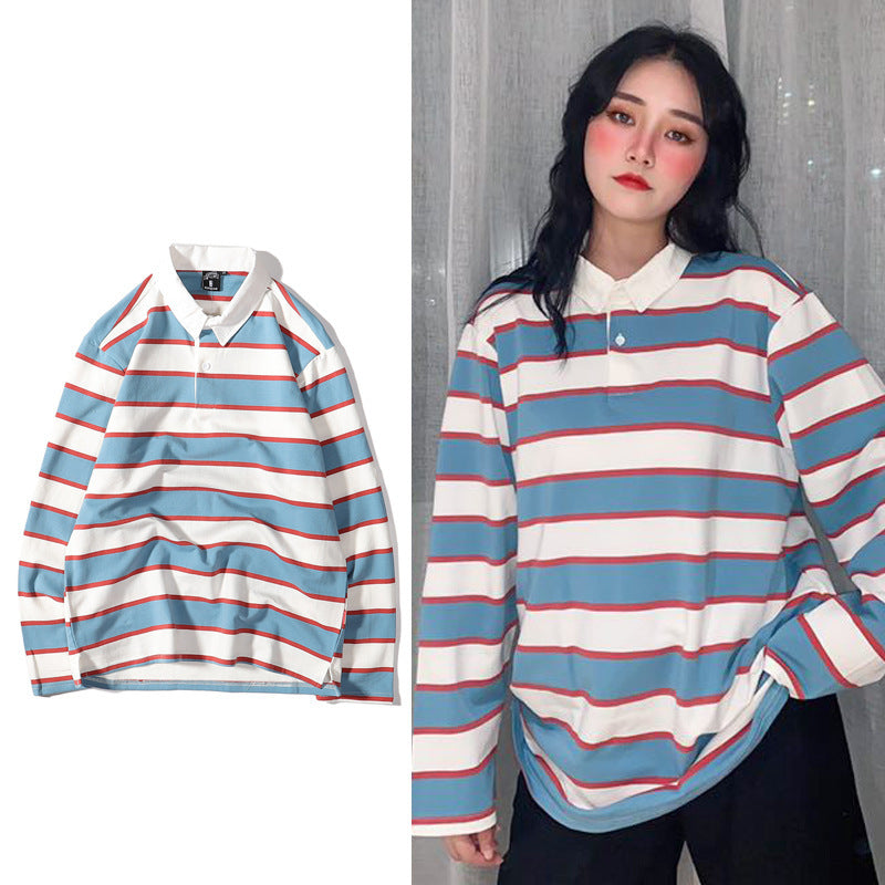 Alison – Gestreepte Retro Polo met Lange Mouwen