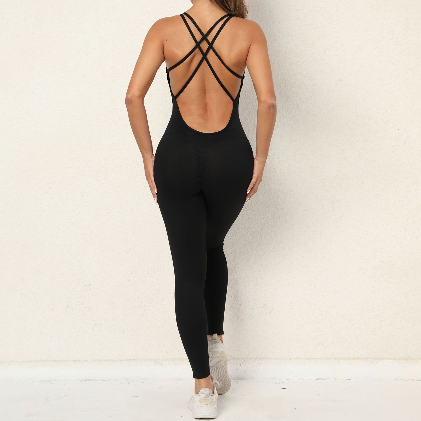 Georgina – Yoga Jumpsuit met Kruisbanden en Sneldrogende Eigenschappen