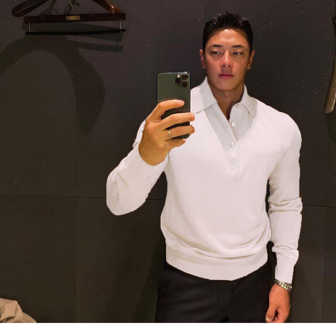 Kevin – Slimfit Lange Mouwen Katoenen Poloshirt