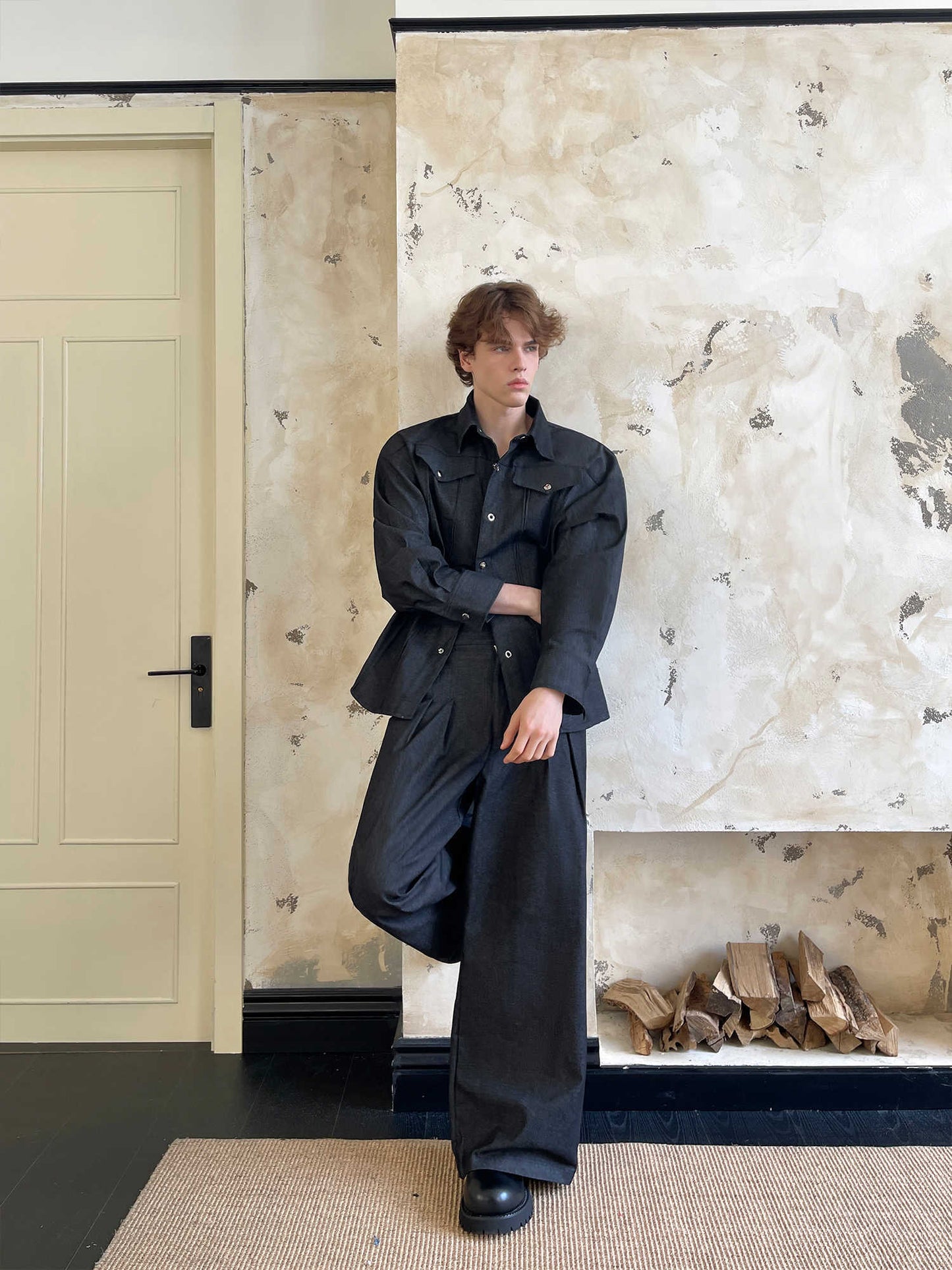 Wesley – Drie-dimensionale Metalen Gesp Denim Overhemd