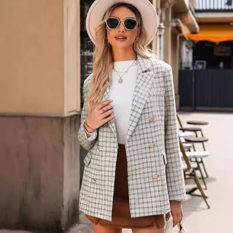 Heidi – Modieuze Dames Tweed Blazer met Casual Topzakken