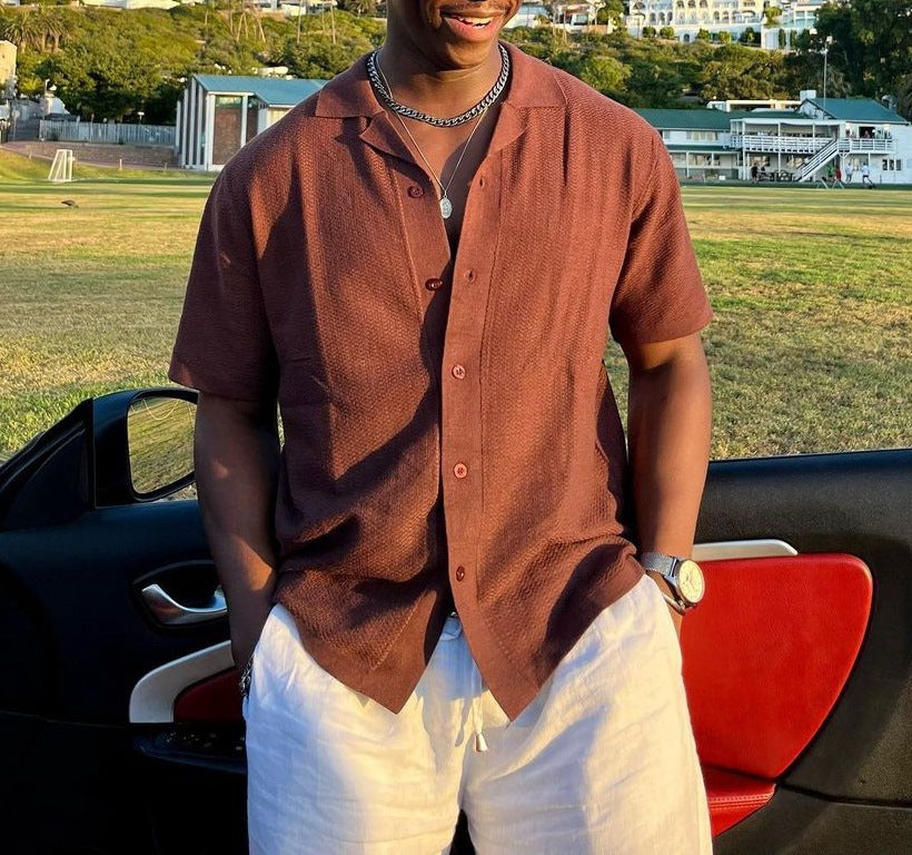 Jeff – Effen Kleur Gebreide Polo Kraag