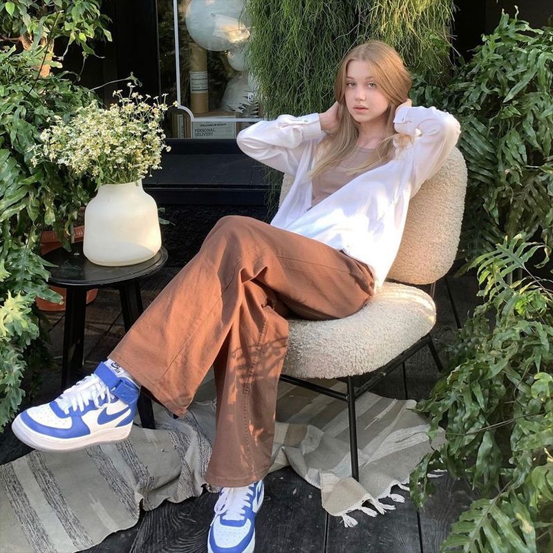 Roy – Retro Bruine Jeans met Hoge Taille