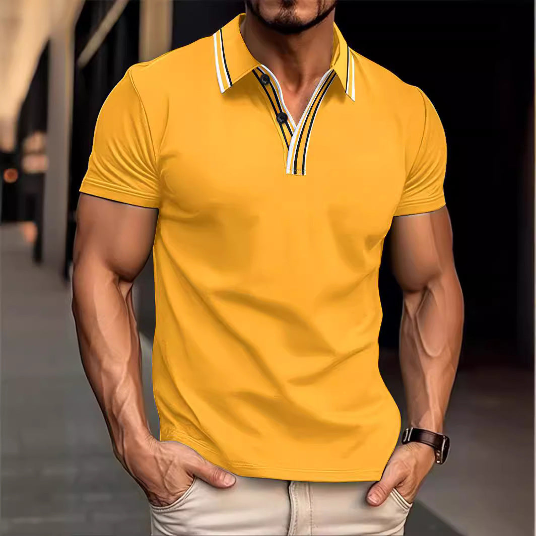 Ryan – Gestreept Poloshirt met Knoopsluiting en Korte Mouwen