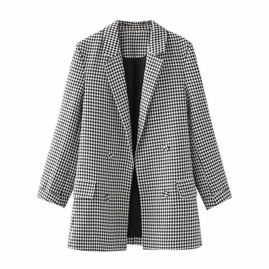 Phil – Retro Geruite Dubbelknoop Blazer