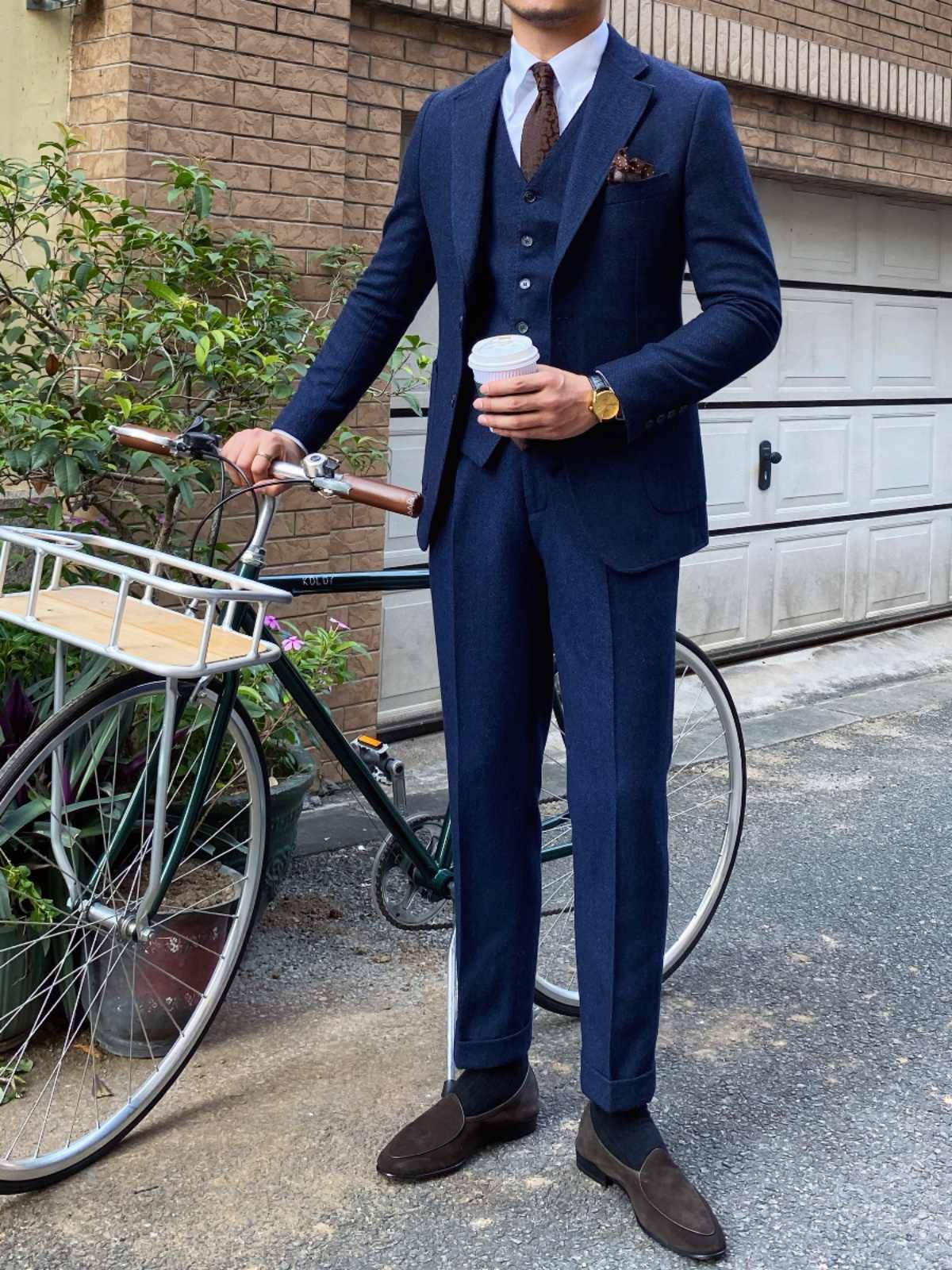 Alan – Retro Heringbeen Wol Pak voor Heren