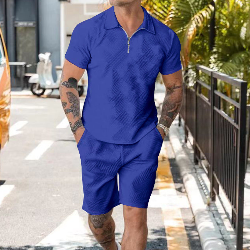 Alfred – Korte Mouw Polo Met Rits En Shorts Set