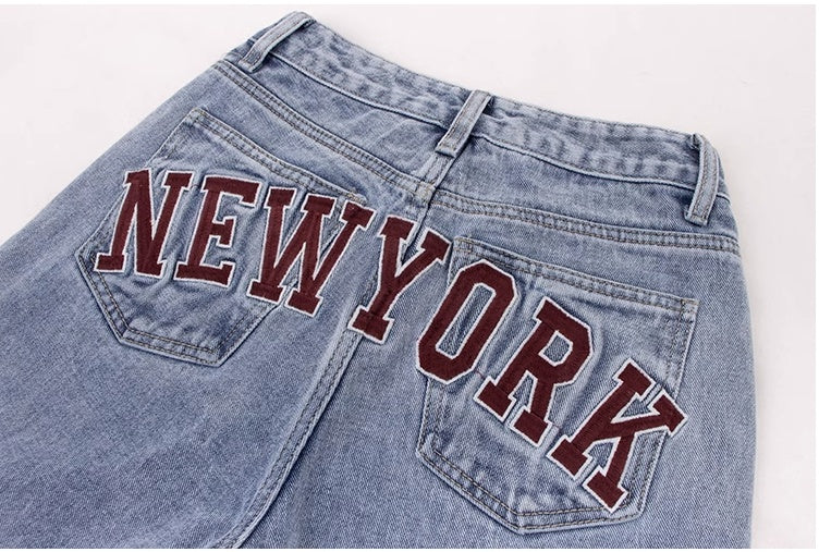 Jessie – Retro Casual Lichtblau Hoog Getailleerde Rechte Jeans