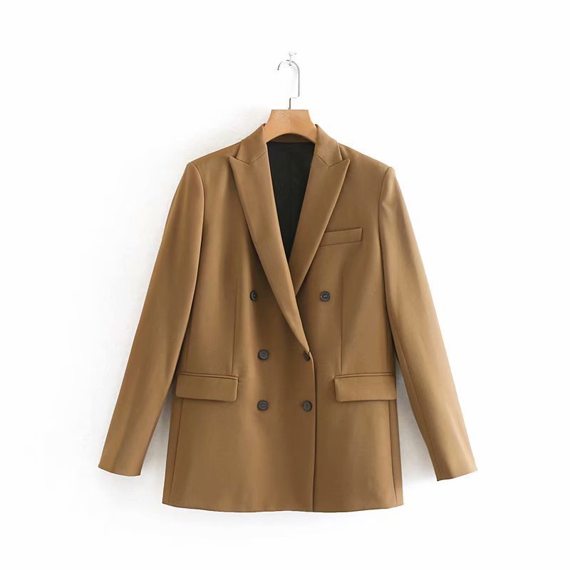 Jessica – Dubbelknoop Blazer in Bruin