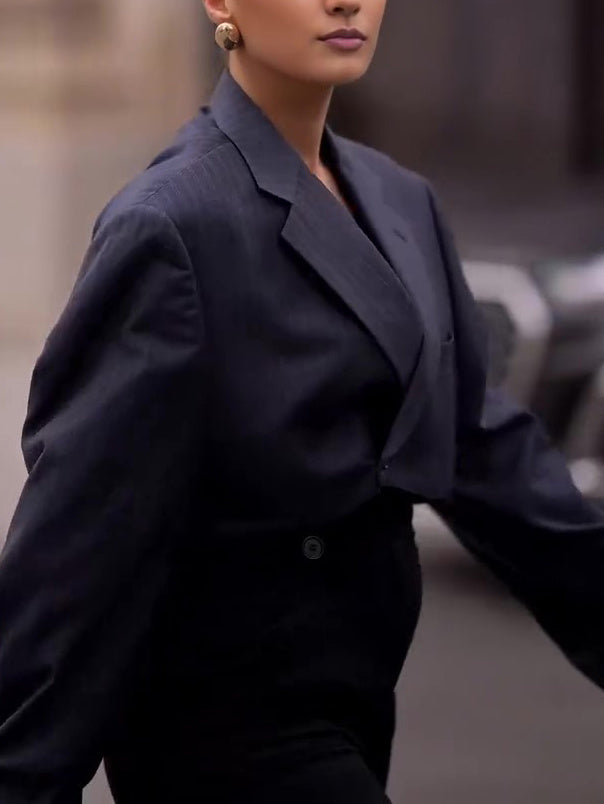 Anne – Gestreepte Korte Losse Blazer