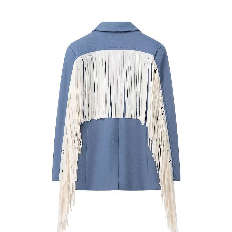 Laura – Vierkante Kraag Met Kwastjes Blazer