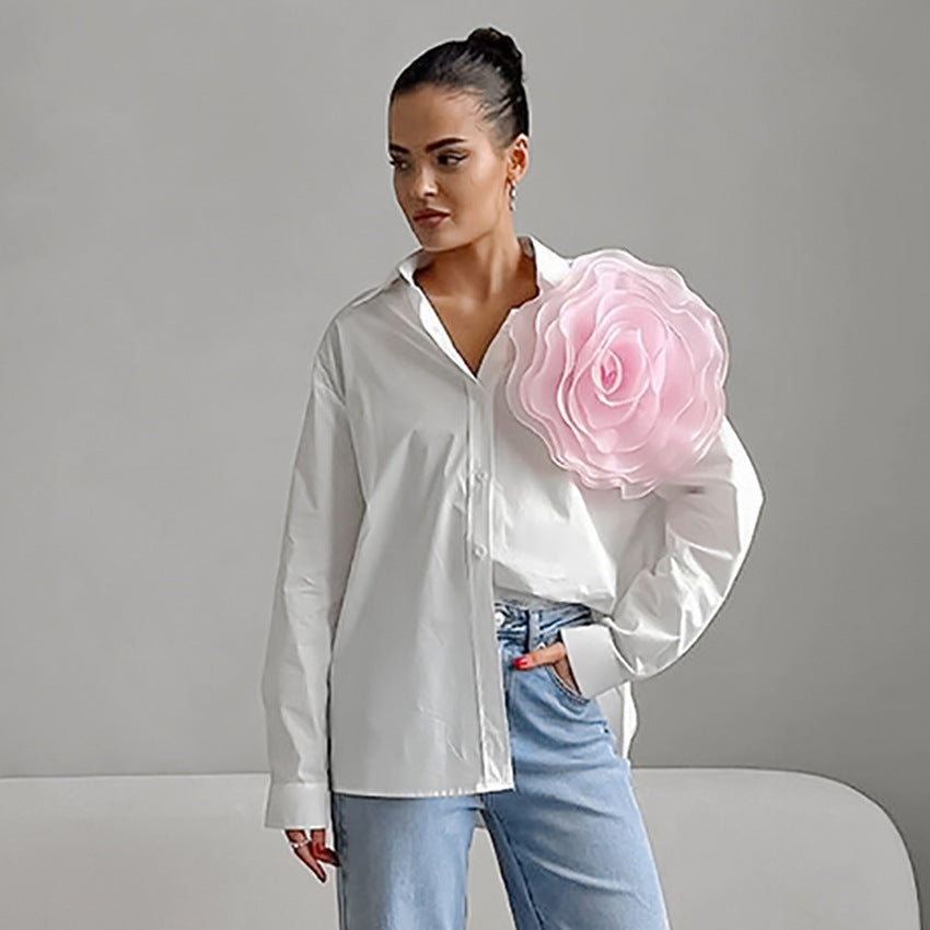 Jessica – Mesh Shirt met Strik en Polokraag