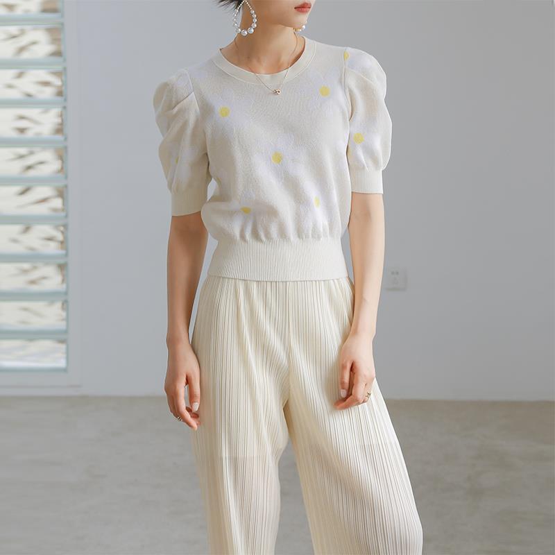 Sandra – Elegante Bloemen Patchwork Bodycon T-shirt Vrouwen Zomer