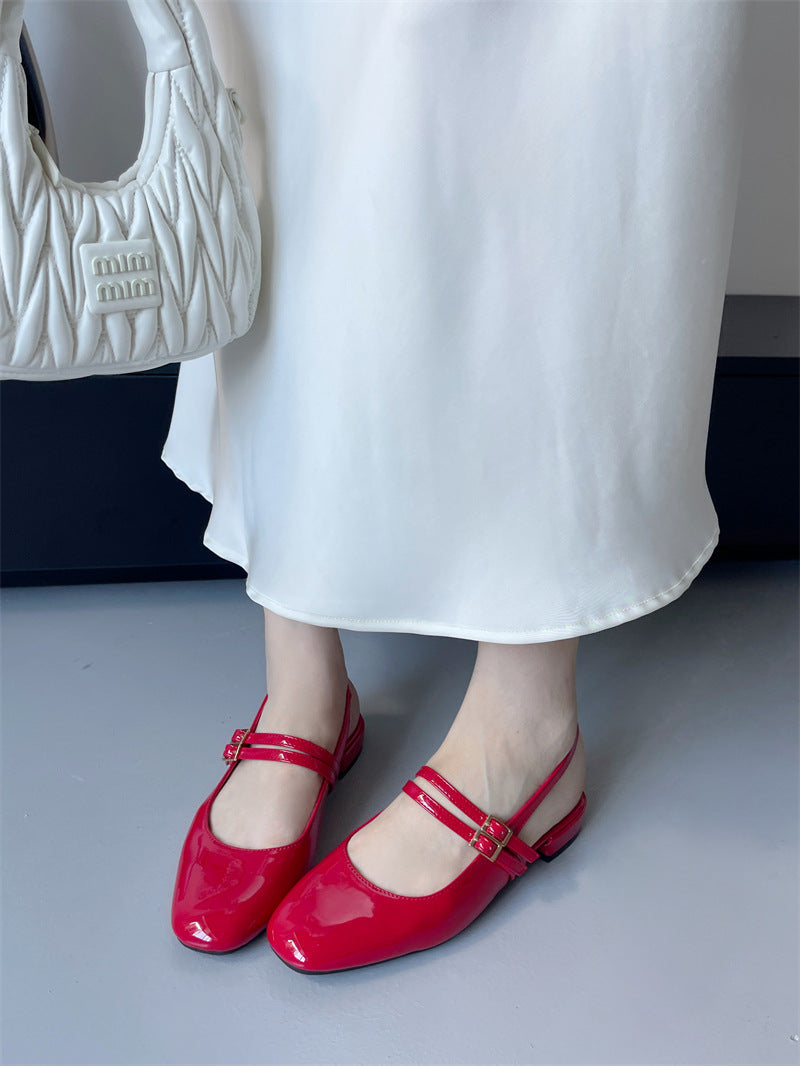 Melanie – Vierkante Teen Semi-slippers met Gesp